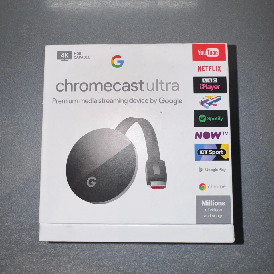 Google Chromecast Ultra (4K HD) + Power Ethernet Adapter  (Opened / Never Used) - Image 2 of 4