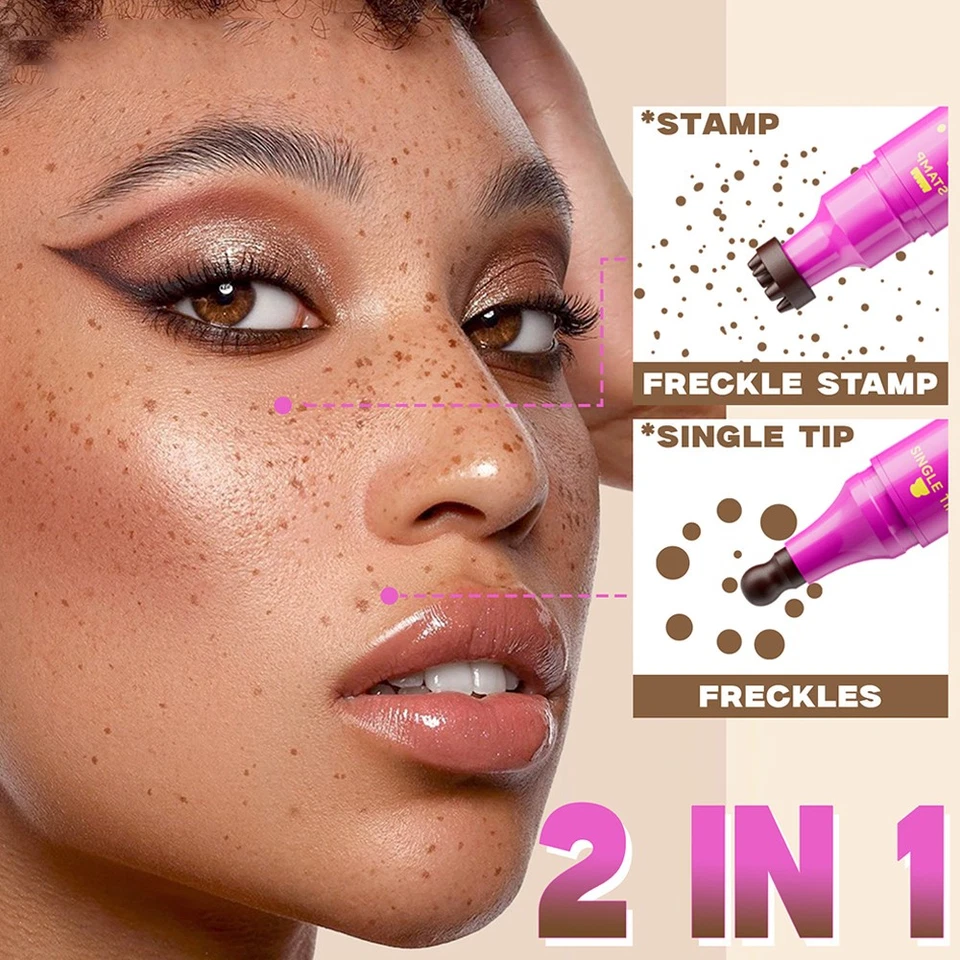 2 in 1 Natural Like Freckle Stamp Pen Quick Dry Waterproof Freckle Makeup Pen ' - Image 3 of 4