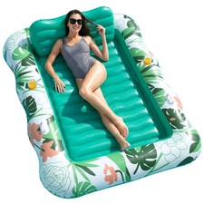Inflatable Tanning Pool Lounger Float, Water Tanning Bed For Adults, Pool Raft