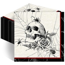 Halloween Paper Napkins 6.5" Gothic Spider Webs Party Supplies, 45 pcs 2-ply, Sk