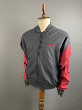 Vintage Hilton Mens Bomber Jacket Size L Black Red Polyester Long Sleeve