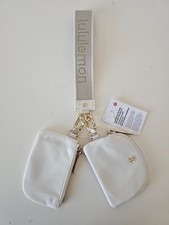NWT LULULEMON Dual Pouch Wristlet Wallet Metallic Wordmark LTIV Light Ivory OS