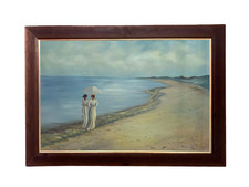 Schwestern vom Ufer Original Ölgemälde 36 x 24 Leinwand gerahmt fertig zum Aufhängen