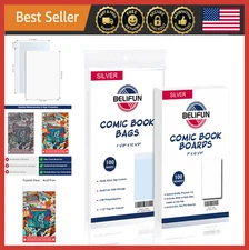 Silver Age Comic Book Storage Bags & Boards, 100ct, Reusable, Clear Protectors