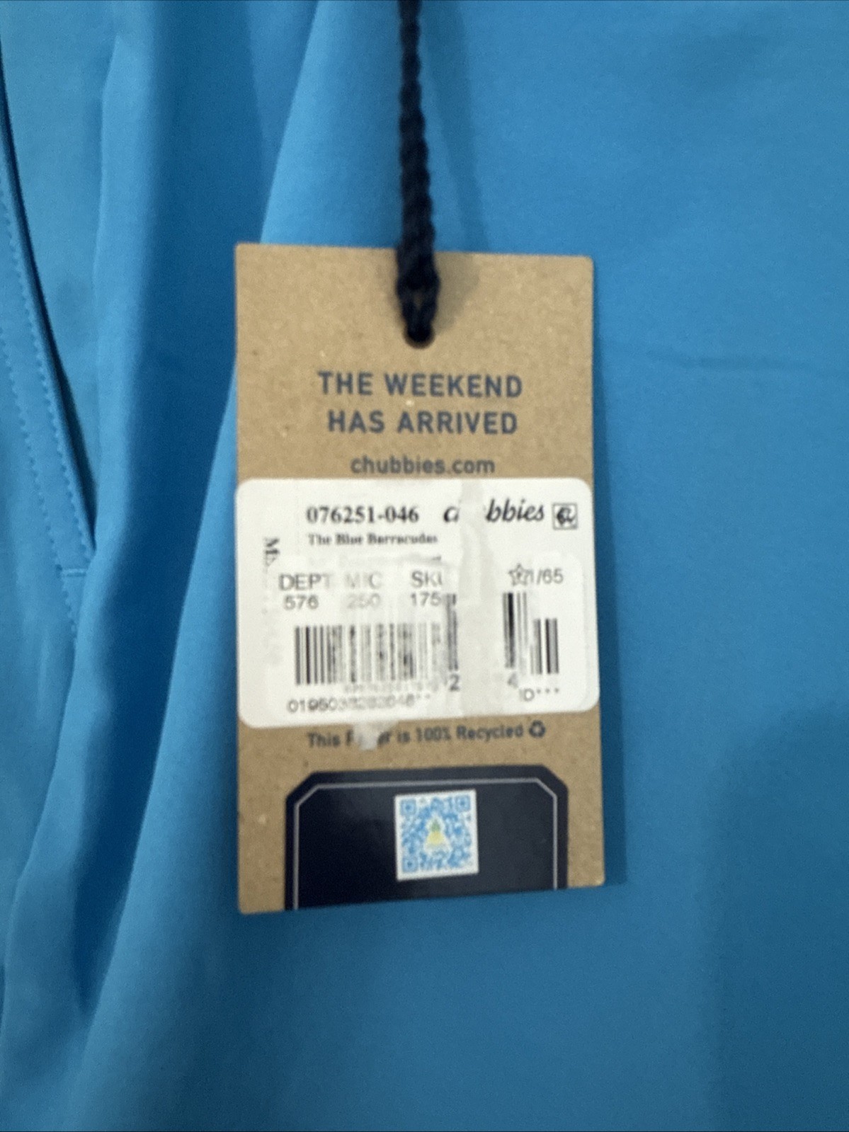 NWT Men’s Chubbies Everywear Shorts Blue Barracuda 2XL