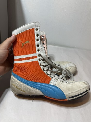 UK 8 - Puma schattenboxen boxing boots Blue Orange Tall US 8.5 - Picture 2 of 14