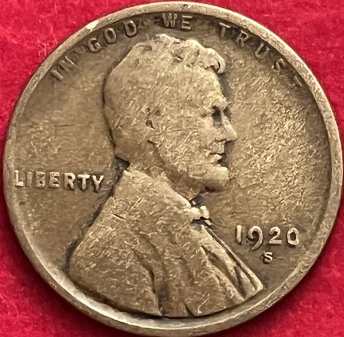 1920-S Lincoln Wheat Cent Semi-Key Date Very Good Condition BN57
