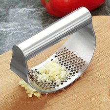 1pc Silver Stainless Steel Ring Shaped Manual Garlic Press Masher Kitchen Tool