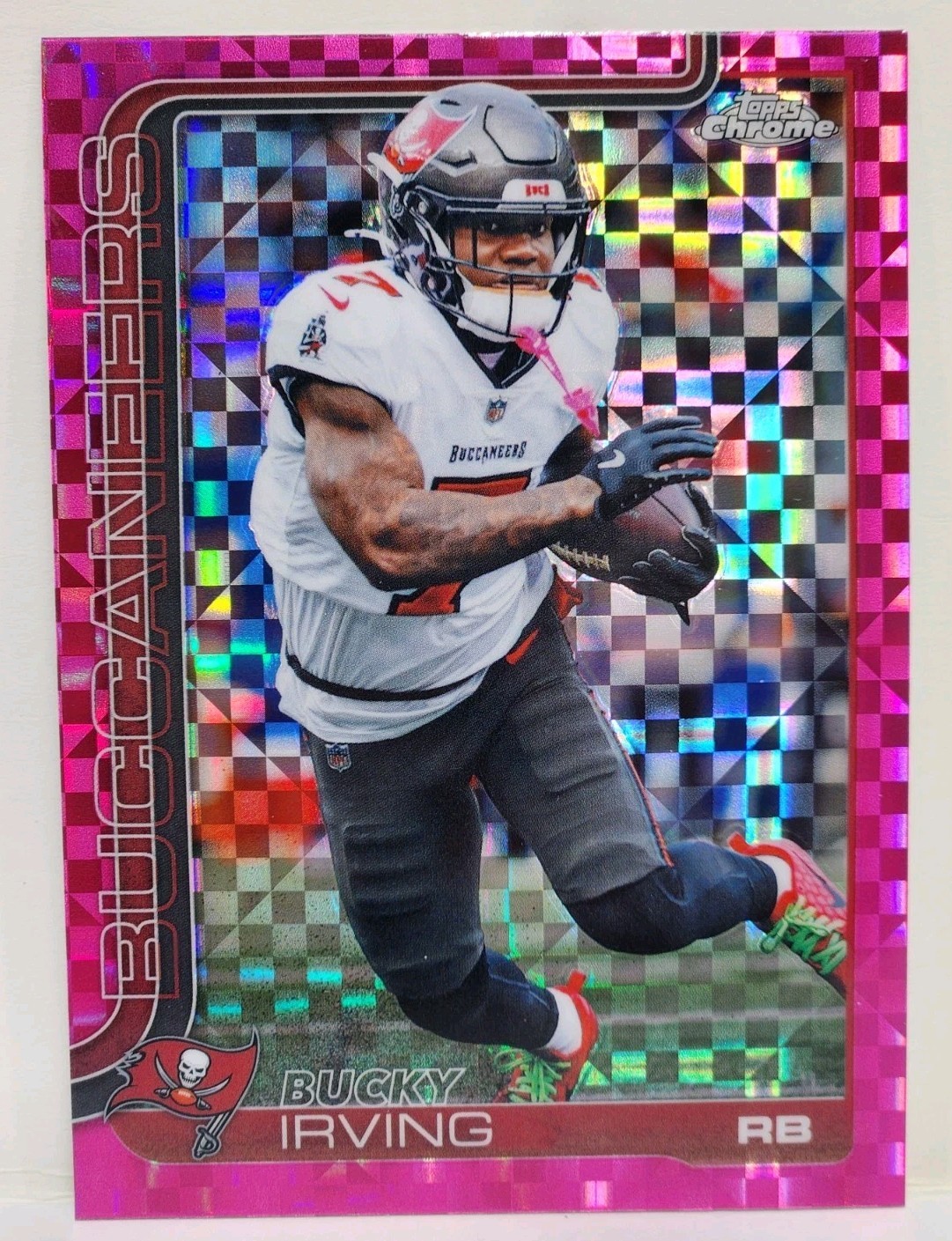 Topps Chrome 2025 NFL Bucky Irving Pink X Fractor # 285