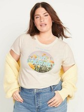 OLD NAVY EveryWear Short Sleeve Cotton Graphic T-Shirt-Sea Salt-Women's PLUS 4X