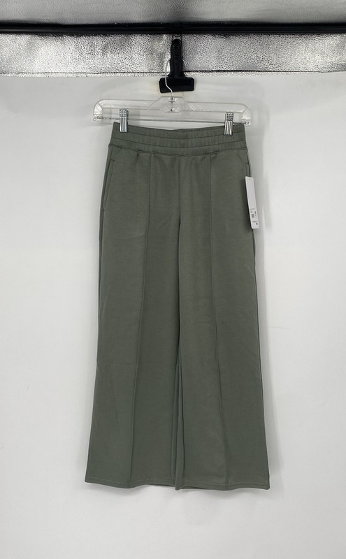 90 Degree By Reflex Girls Agave Green Scuba Dahlia Wide Leg Cropped Pants Size M