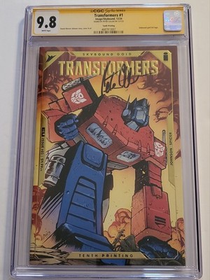 Transformers # 1 - 10th Printing 9.8 CGC SS Embossed Gold Signed By Peter Cullen