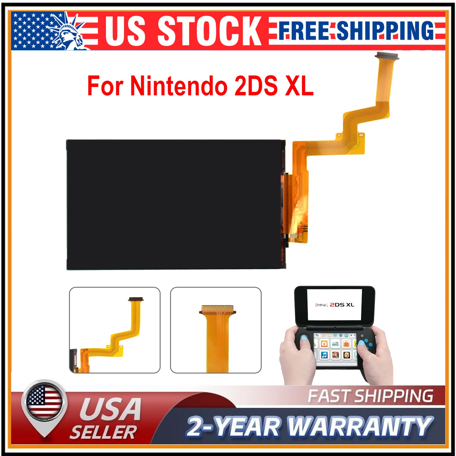 New For Nintendo 2DS XL Replacement Top Upper LCD Screen Display Parts ...
