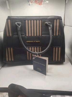 NWT Adrienne Vittadini Francesca Luxury Weave Tote Handbag w/ Shoulder Strap BLK