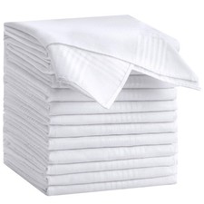 12 Pack Men's Cotton Handkerchiefs, 16x16 Inch, White