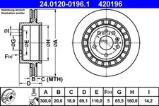 2x Bremsscheibe belüftet 24.0120-0196.1 ATE für SAAB 9-5 9-5 Kombi
