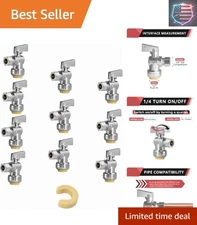 Lead-Free Chrome Angle Stop Valve 10-Pack - Effortless Push-Fit Installation
