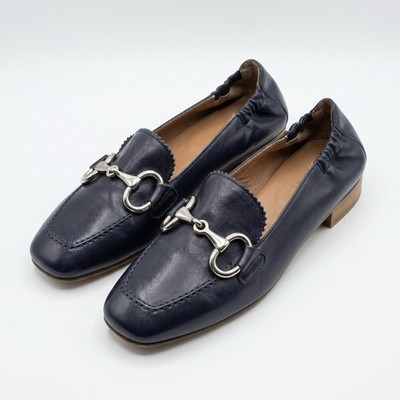 Damen Echtleder Halbschuhe Navy Blau mit Klemme - Made in Italy - Größe 38