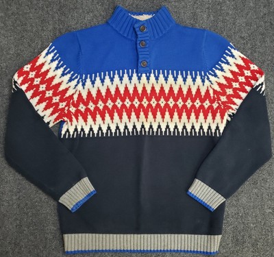 Lands End Sweater Kids XL 18-20 Blue Button Collar Pullover