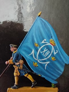 Zinnfigur(57) 30mm flach Schweden um 1700 Fahne