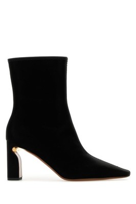 ALEXANDER MCQUEEN Black Fabric 80mm Heel Ankle Boots New & Authentic