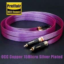 One Pcs OCC Copper HiFi Audio Speaker Cables Wire Silver Plated RCA Cable 