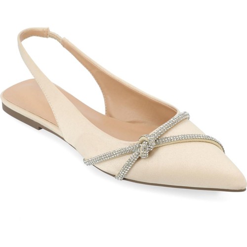 Journee Collection Women Rebbel Slingback Pointed Toe Flats Size US 8M Champagne