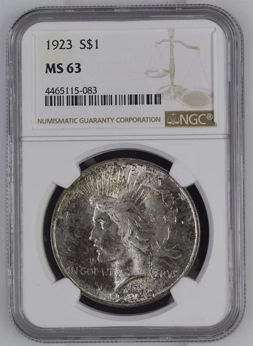 1923 Peace Dollar NGC Certified MS63