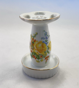 Vintage Royal Crown Porcelain Toothbrush Holder floral yellow rose