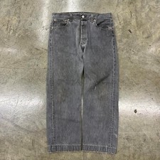 Vintage 90s Levis 501 Grey Jeans 33x27 Made in USA Button Fly Denim Gray VTG