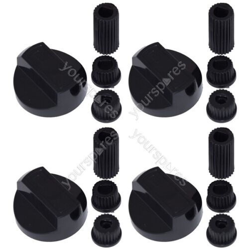 4 X Stoves Universal Cooker/Oven/Grill Control Knob And Adaptors Black - Picture 1 of 8