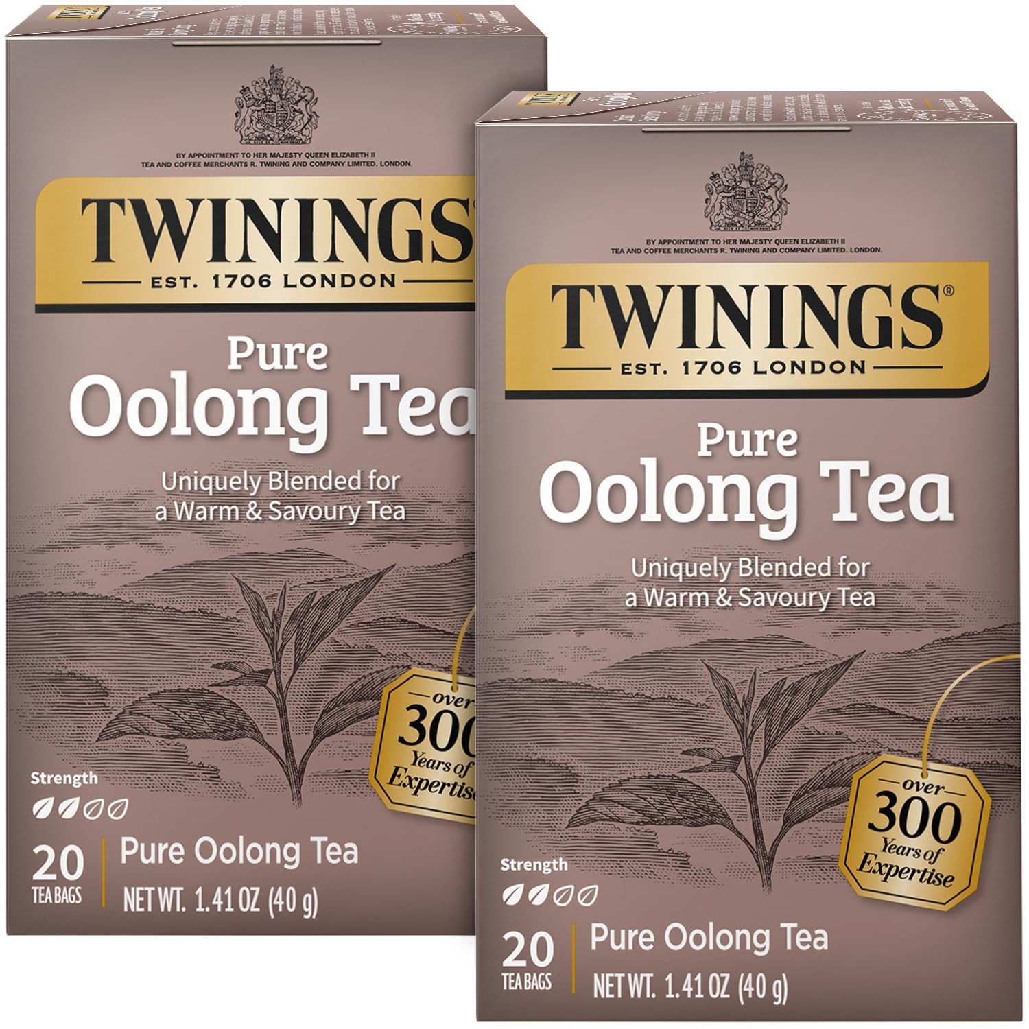 Twinings Pure Oolong Tea, 2 упаковки золотистого чая с кофеином, в индивидуальной упаковке