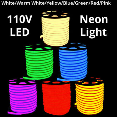 #ad 110V LED Flex Neon Rope Lights Strip Party Bar Garden DIY Sign Decor Outdoor USA $290.46