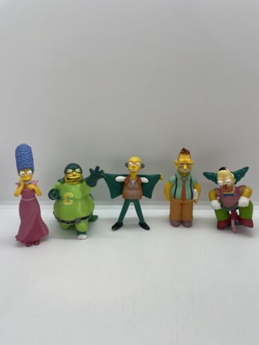 Lot X 5 Simpsons Figurines Marge Comic Book Guy Mr Burns Krusty Clown Young Abe - Picture 1 of 14