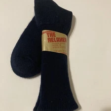 MENS Vintage SOFT&FUZZY THICK  Hi Bulk Navy Blue  Socks,CREW Size 10-13 made USA
