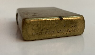 Zippo Vintage 2000 Brass Lighter G XVI Flat Bottom Design Original