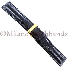 20mm Morellato Black Genuine Crocodile Padded Stitched Mens Watch Band Reg 992