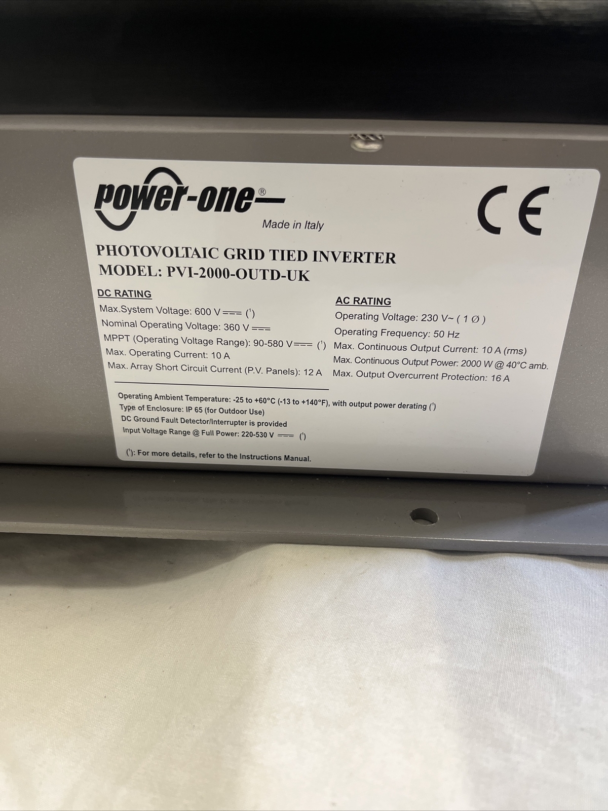 Aurora Power One PVI 2000 2KW Solar PV Inverter 2000 Watts eBay