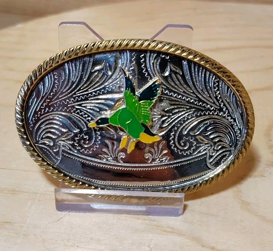 Hebilla de cinturón de plata alemana de pato volador vintage Foto 4 de 4