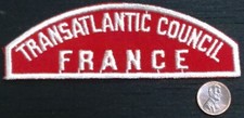 BSA TRANSATLANTIC COUNCIL BLACK EAGLE OA 482 RWS RED & WHITE STRIP PATCH FRANCE
