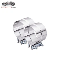 2PCS 4inch" Lap Joint Exhaust Band Clamp Muffler Sleeve Coupler Stainless Steel
