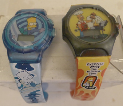 Burger King Talking Bart Simpson Watch AND Homer Simpson Watch - NOT TESTED