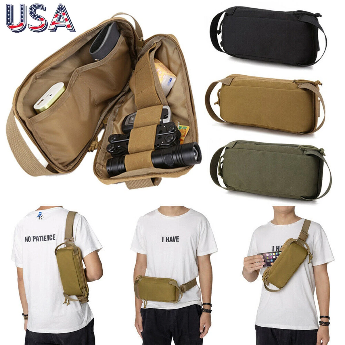 Waist Pack Bag with Shoulder Strips Hiking Camping Climbing