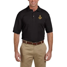 Embroidered Masonic Square and Compass Men's Polo
