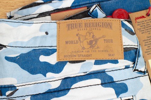 True Religion Jeans Straight Fit Overdye Blue Camo 14 (26 X 28) Girl's Jeans NWT - Bild 8 von 10