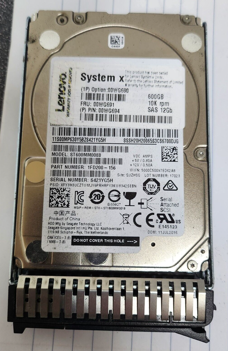Lenovo 00WG691 00WG694 600GB SAS 10K 12Gb 2.5