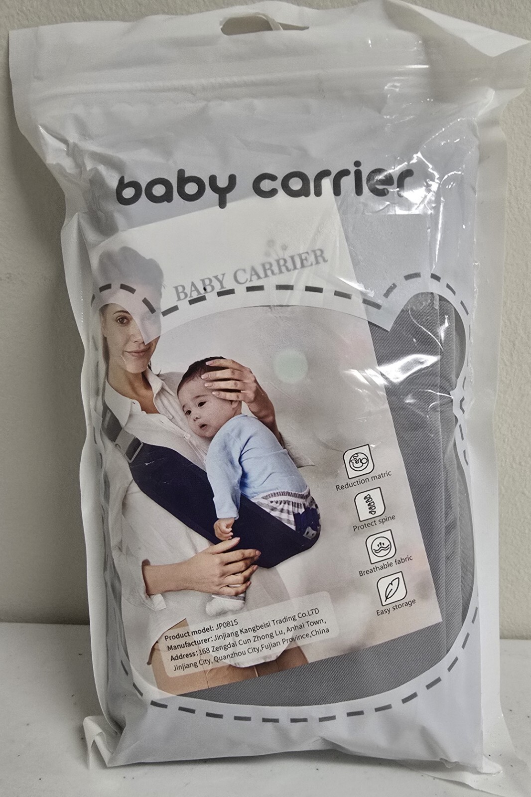 Baby Carrier Adjustable One Shoulder Half Wrap, Breathable Mesh Fabric (Gray) M3-image