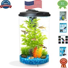 AquaView 3-Gallon Crystal Clear Aquarium: 7 Color LED  Impact-Resistant Design