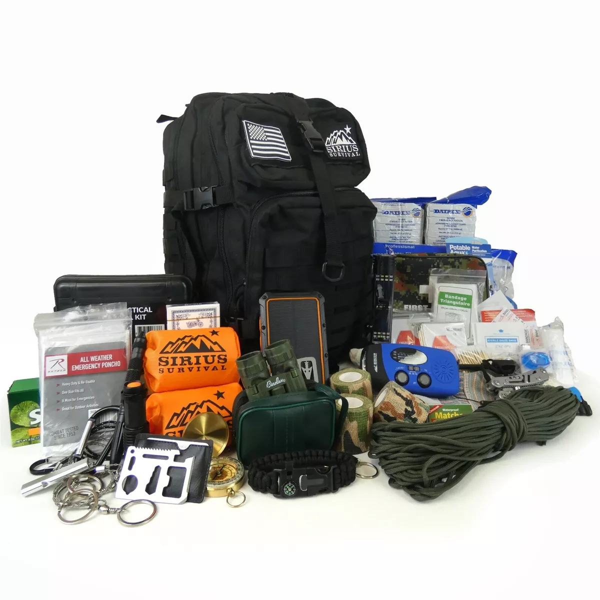 Sirius Survival Pre-Packed Emergency Survival Kit/Bug Out Bag for