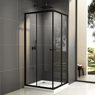 Duschkabine Duschabtrennung Schiebetür Eckeinstieg Glas Dusche 75x75cm Duschtür